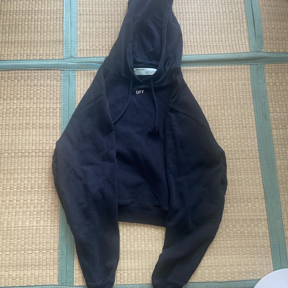 Off-White Black Hoodie with Main Label